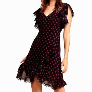 BB Dakota Dress NWT Midnight Sky Blue Red Polka Dots Size 8 Swing Dance Dress